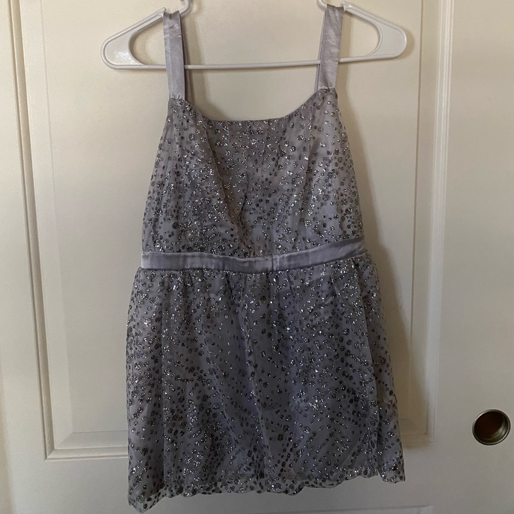 BRAND NEW Justice Sparkly Baby Doll Grey Tank with Ribbon and Adjustable Straps